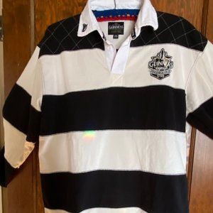 Guinness Heavyweight Rugby Shirt  -medium  -black / cream stripe